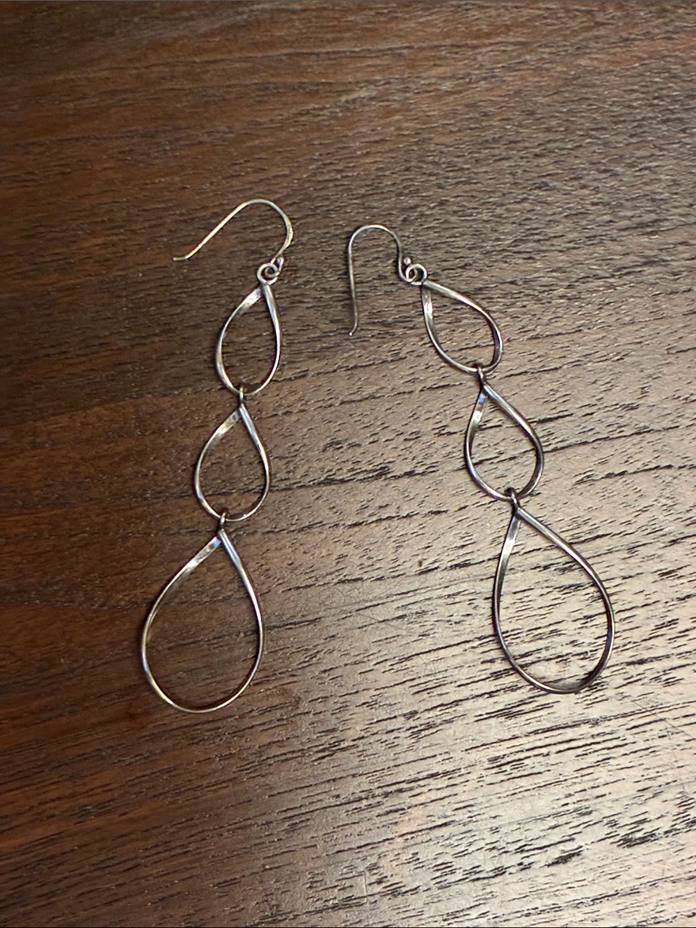 Triple Teardrop Dangle Earrings Solid Sterling Silver